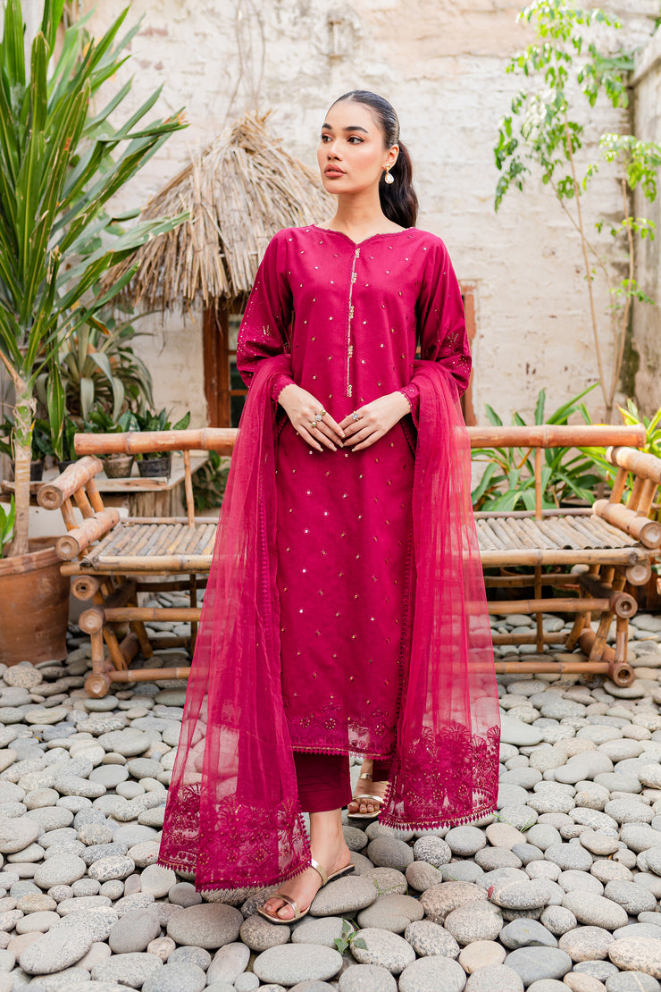 Naira  3Pc - Embroidered Karandi Dress - BATIK