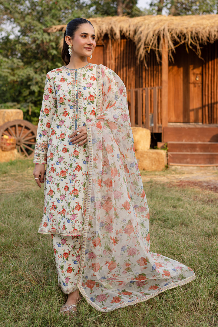 Nehal 3Pc - Printed Khaddar Dress - BATIK