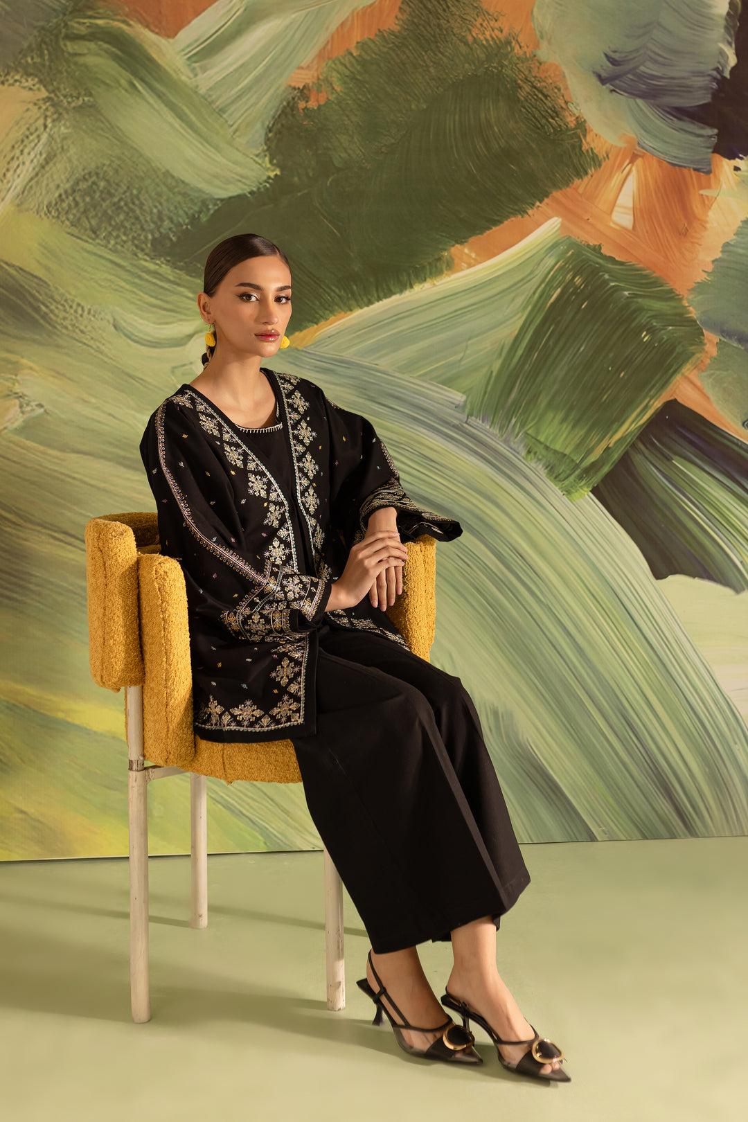 Neptune Black 3Pc - Embroidered Khaddar Dress - BATIK