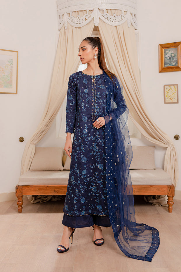 Aura 3Pc - Embroidered Luxe PRET - BATIK