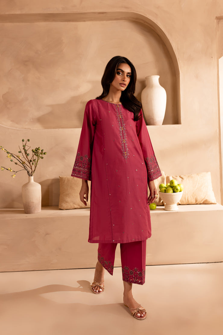 Aurora Pink 2Pc - Embroidered Lawn Dress - BATIK