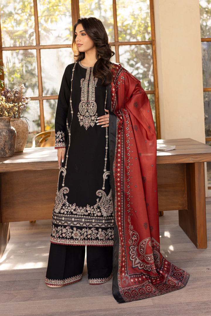 Black Beast 3Pc - Embroidered Khaddar Dress - BATIK