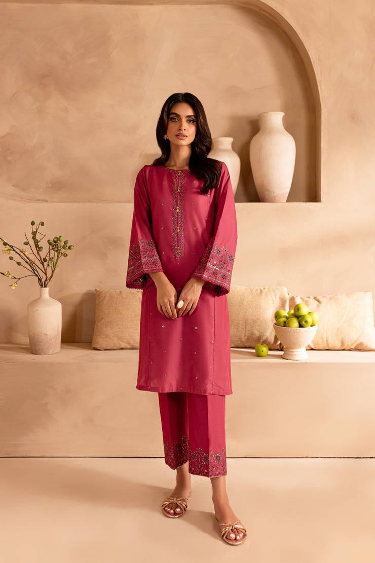 Aurora Pink 2Pc - Embroidered Lawn Dress - BATIK