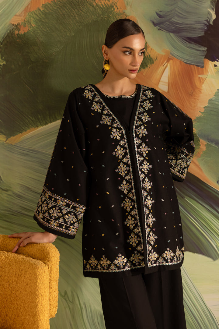 Neptune Black 3Pc - Embroidered Khaddar Dress - BATIK