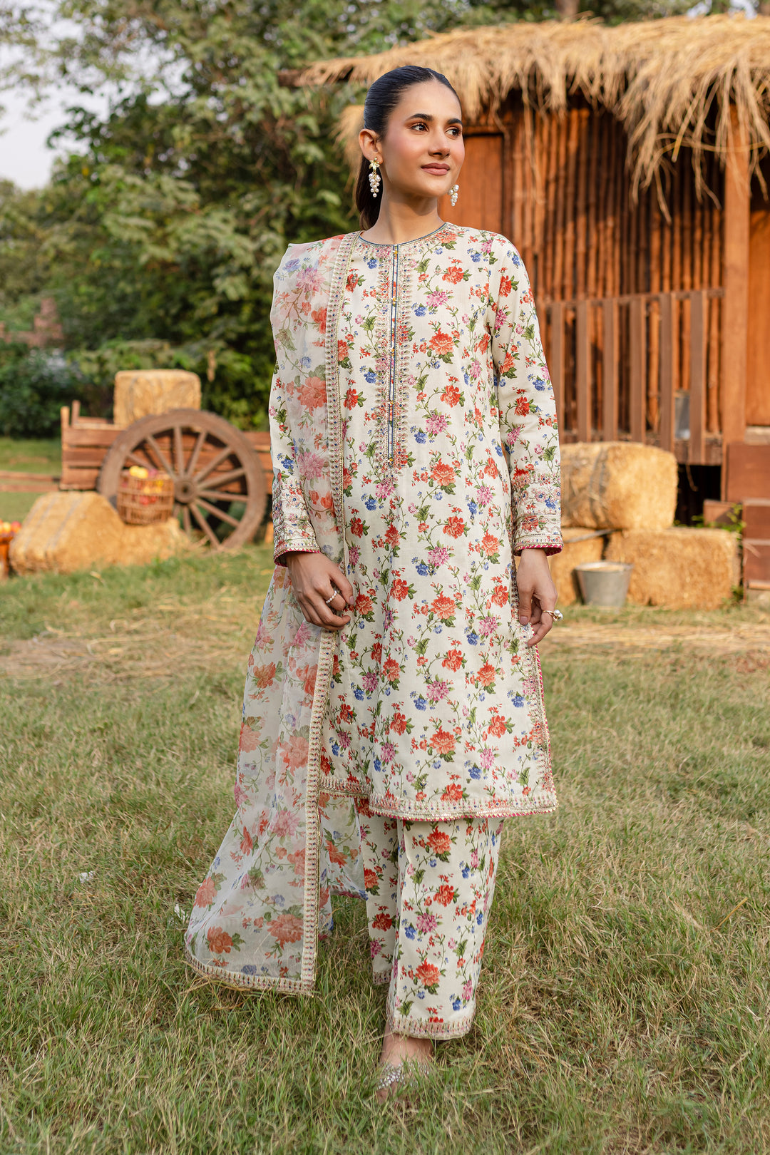 Nehal 3Pc - Printed Khaddar Dress - BATIK