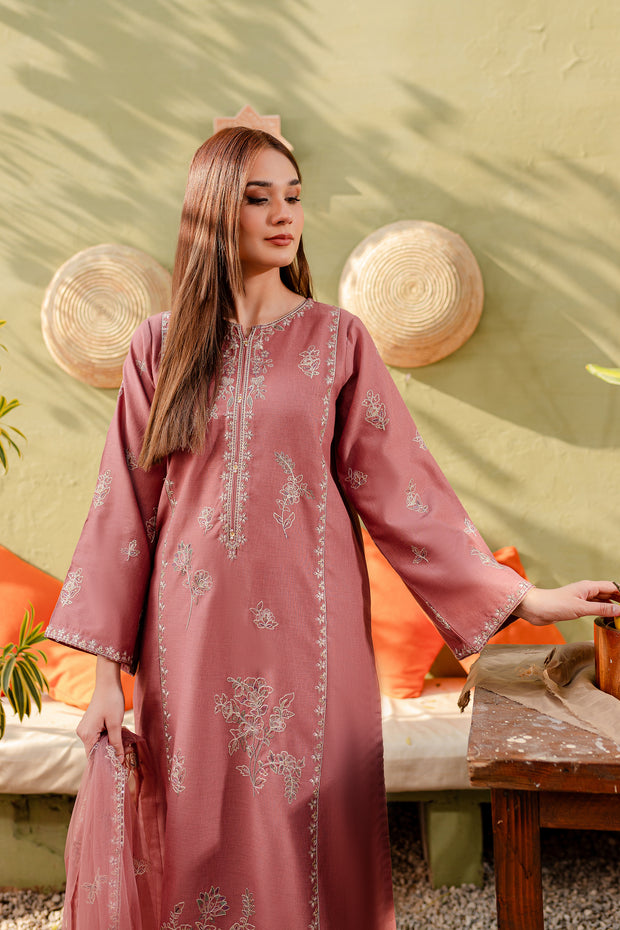 Ayhan 3Pc - Embroidered Karandi Dress - BATIK