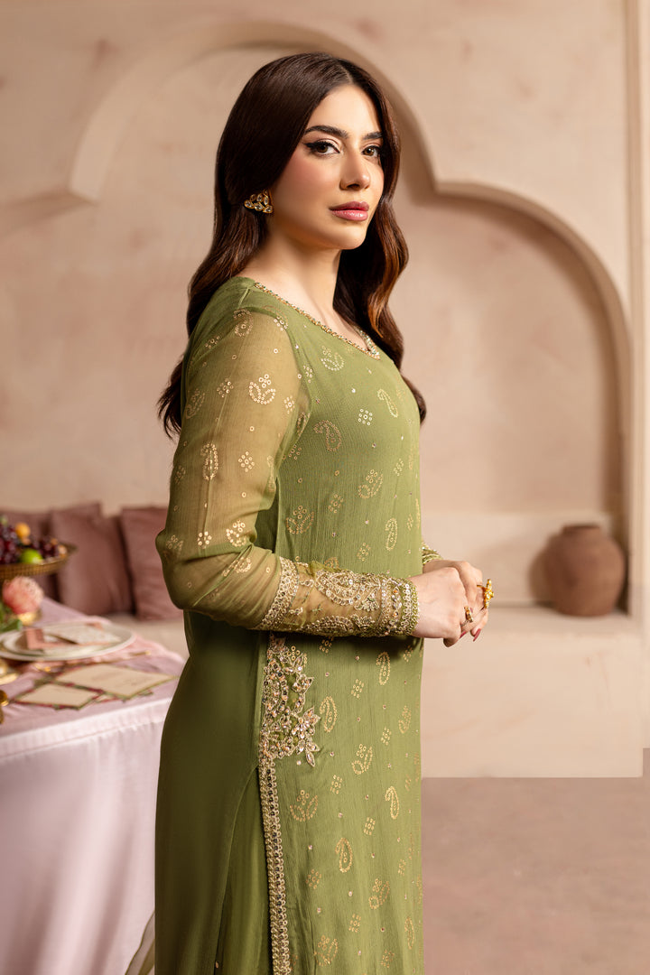 Green Jewel 3Pc - Embroidered Luxe PRET - BATIK