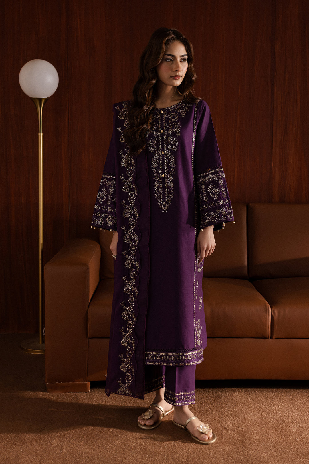 Willow 3Pc - Embroidered Khaddar Dress - BATIK