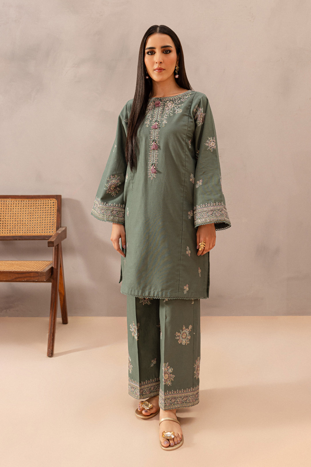 Den 2Pc - Embroidered Khaddar Dress - BATIK