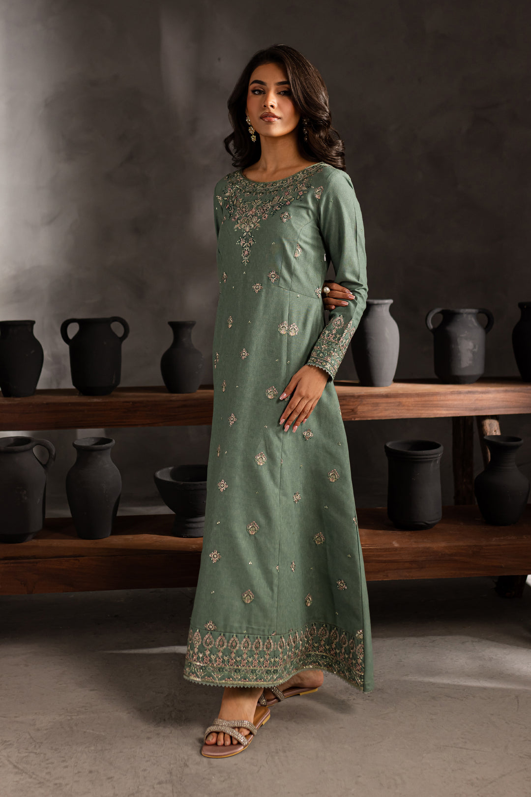 Robin 2Pc - Embroidered Karandi dress - BATIK