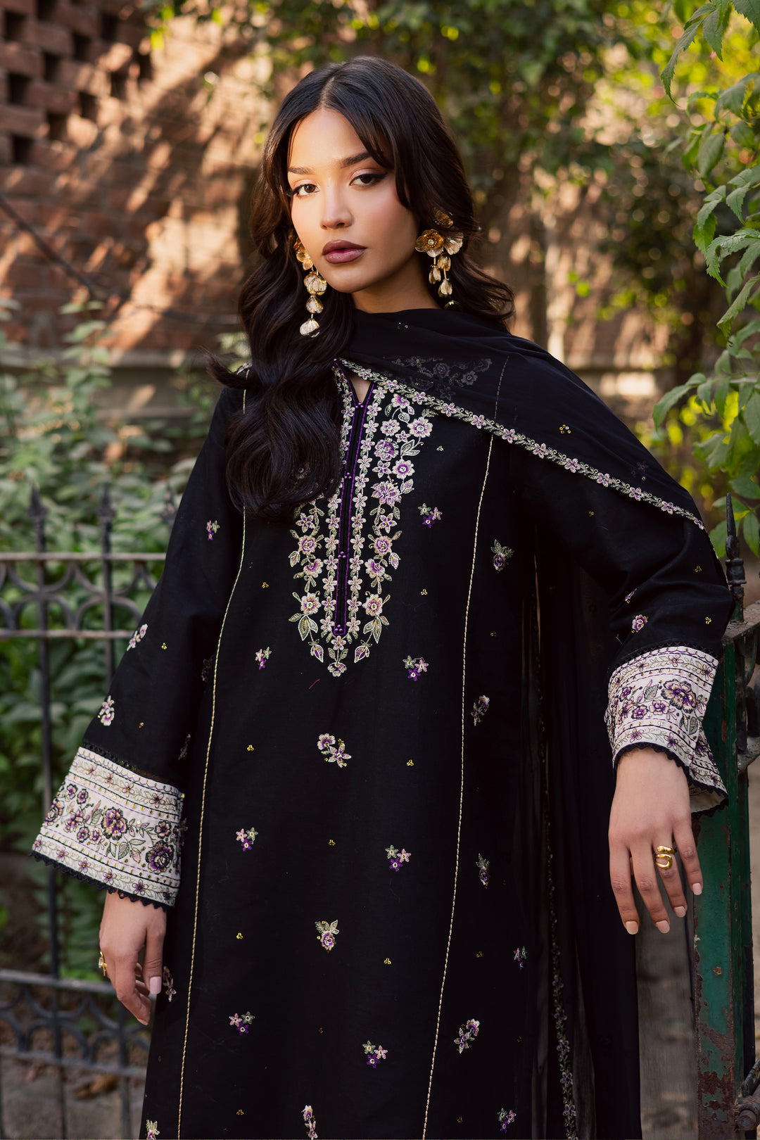 Night Bloom 3Pc - Embroidered Khaddar Dress