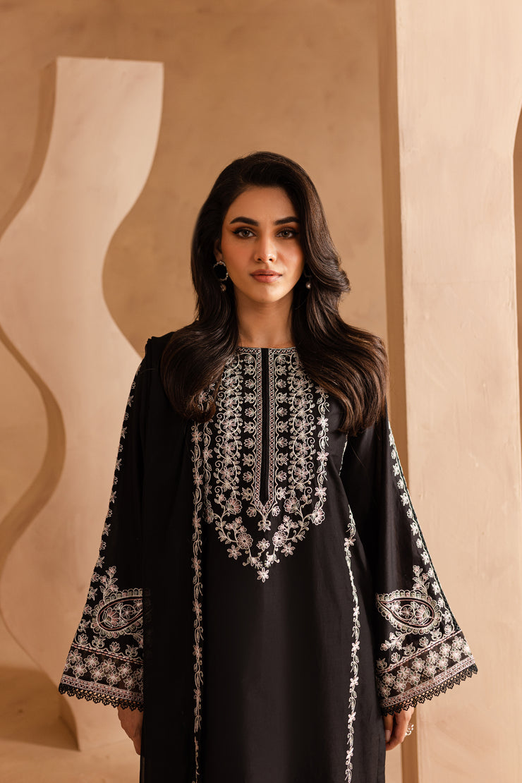 Black Pearl 3Pc - Embroidered Lawn Dress - BATIK