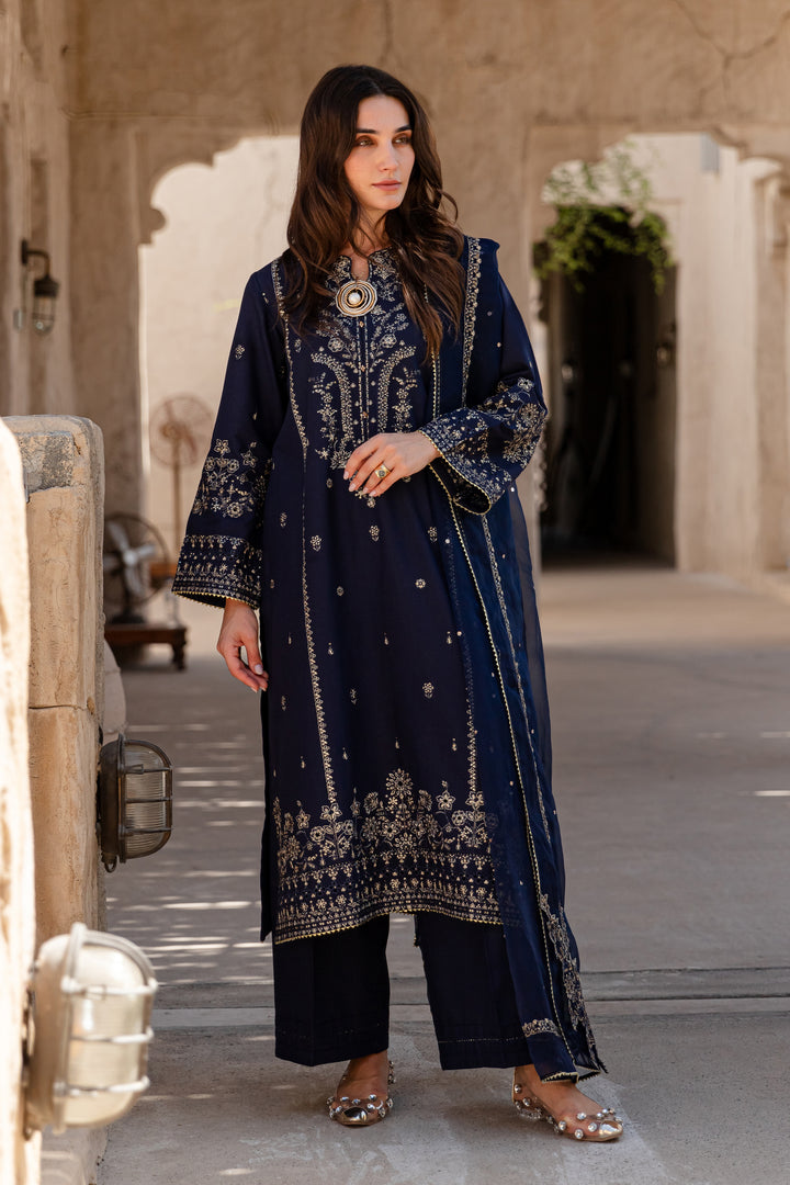 Fidos 3Pc - Embroidered Khaddar Dress - BATIK