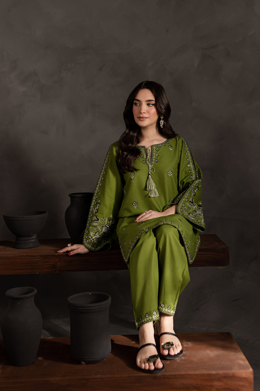 Green Gem 2Pc - Embroidered Khaddar Dress - BATIK