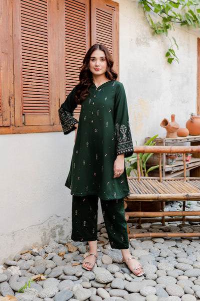 Verdant 2Pc - Embroidered Karandi Dress - BATIK