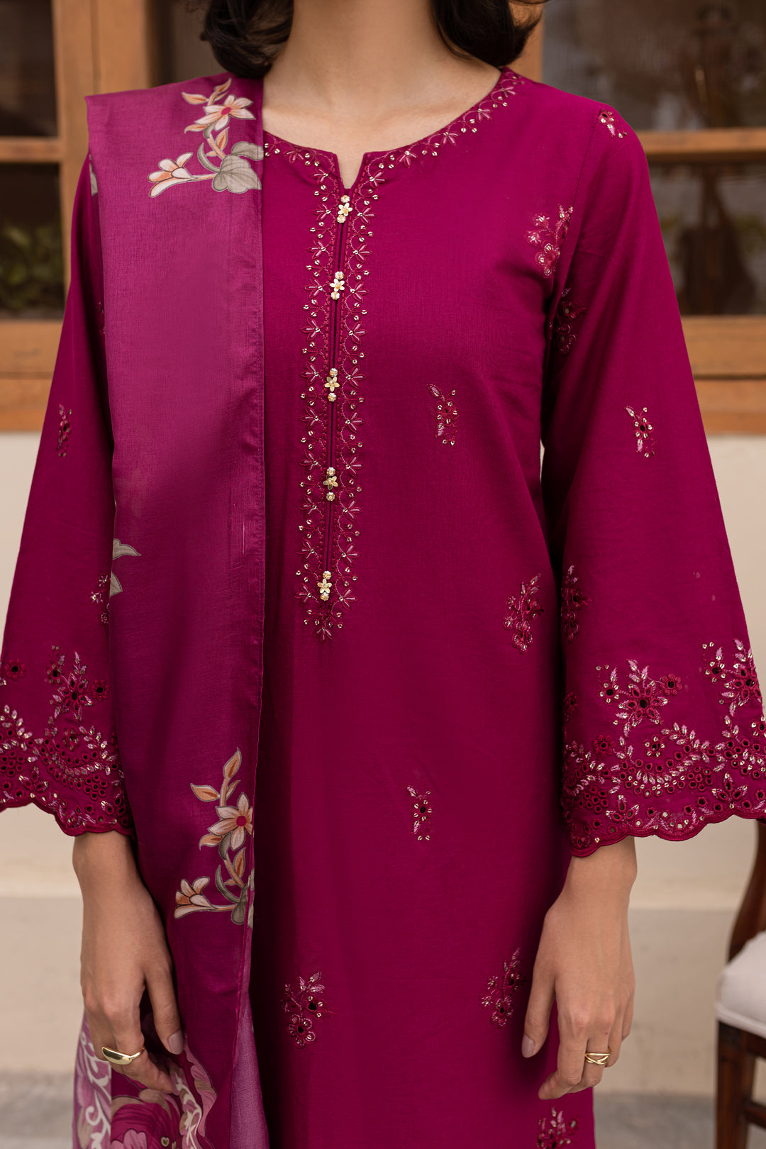 Lilas 3Pc - Embroidered Khaddar Dress - BATIK