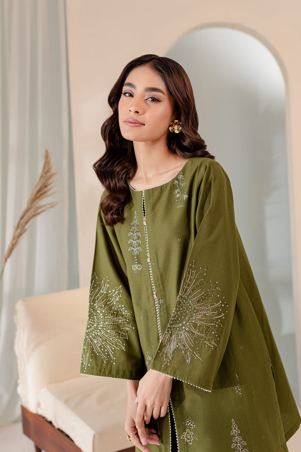 Seaweed 2Pc - Embroidered Khaddar Dress - BATIK