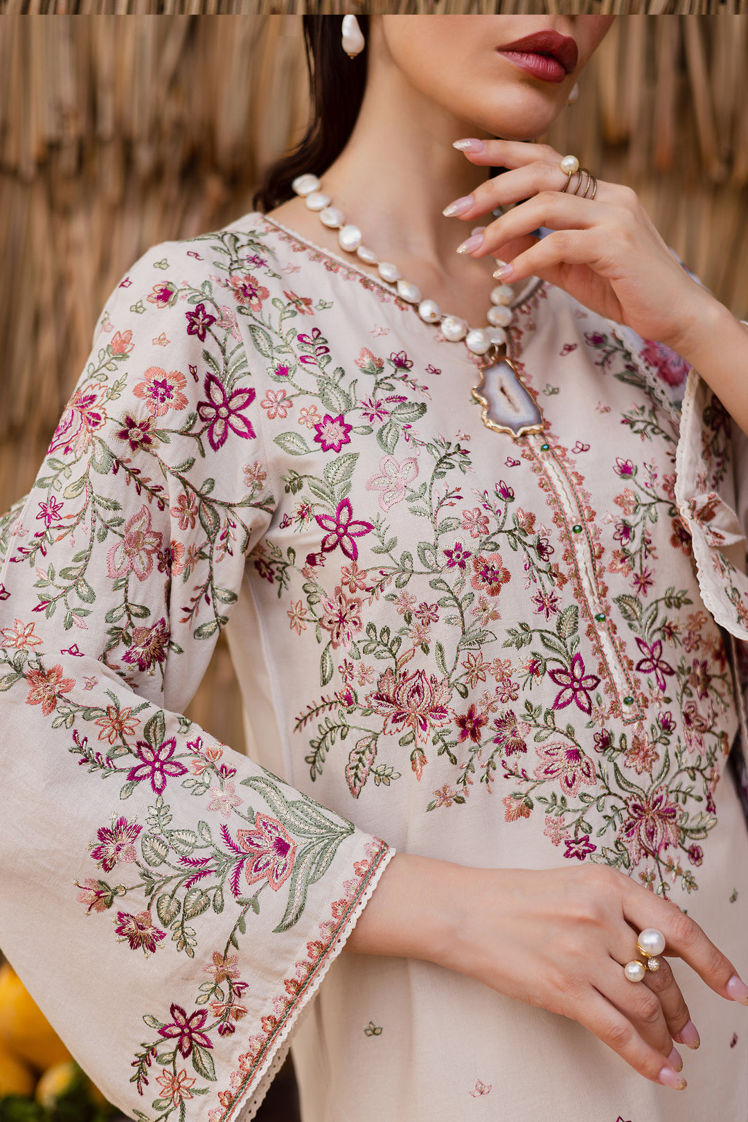 Dream Garden 3Pc - Embroidered Khaddar Dress