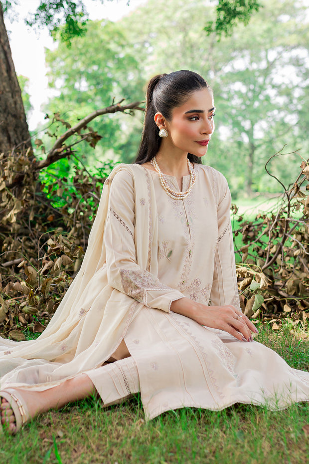 Saige 3Pc - Embroidered Karandi Dress - BATIK