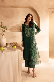 Sage Green 3Pc - Embroidered Lawn Dress - BATIK