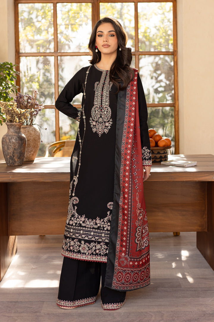 Black Beast 3Pc - Embroidered Khaddar Dress - BATIK