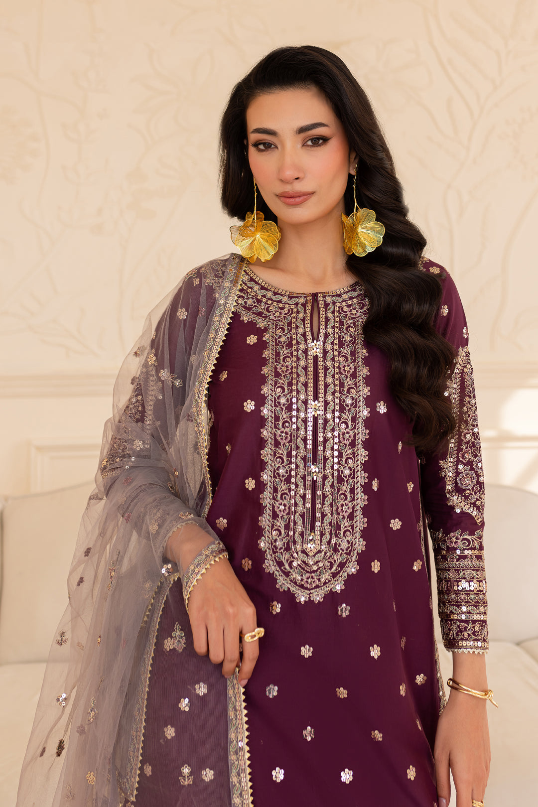 Lavish 3Pc - Embroidered Sharara Pret