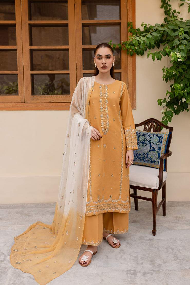 Erika 3Pc - Embroidered Khaddar Dress - BATIK