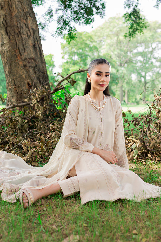 Saige 3Pc - Embroidered Karandi Dress - BATIK