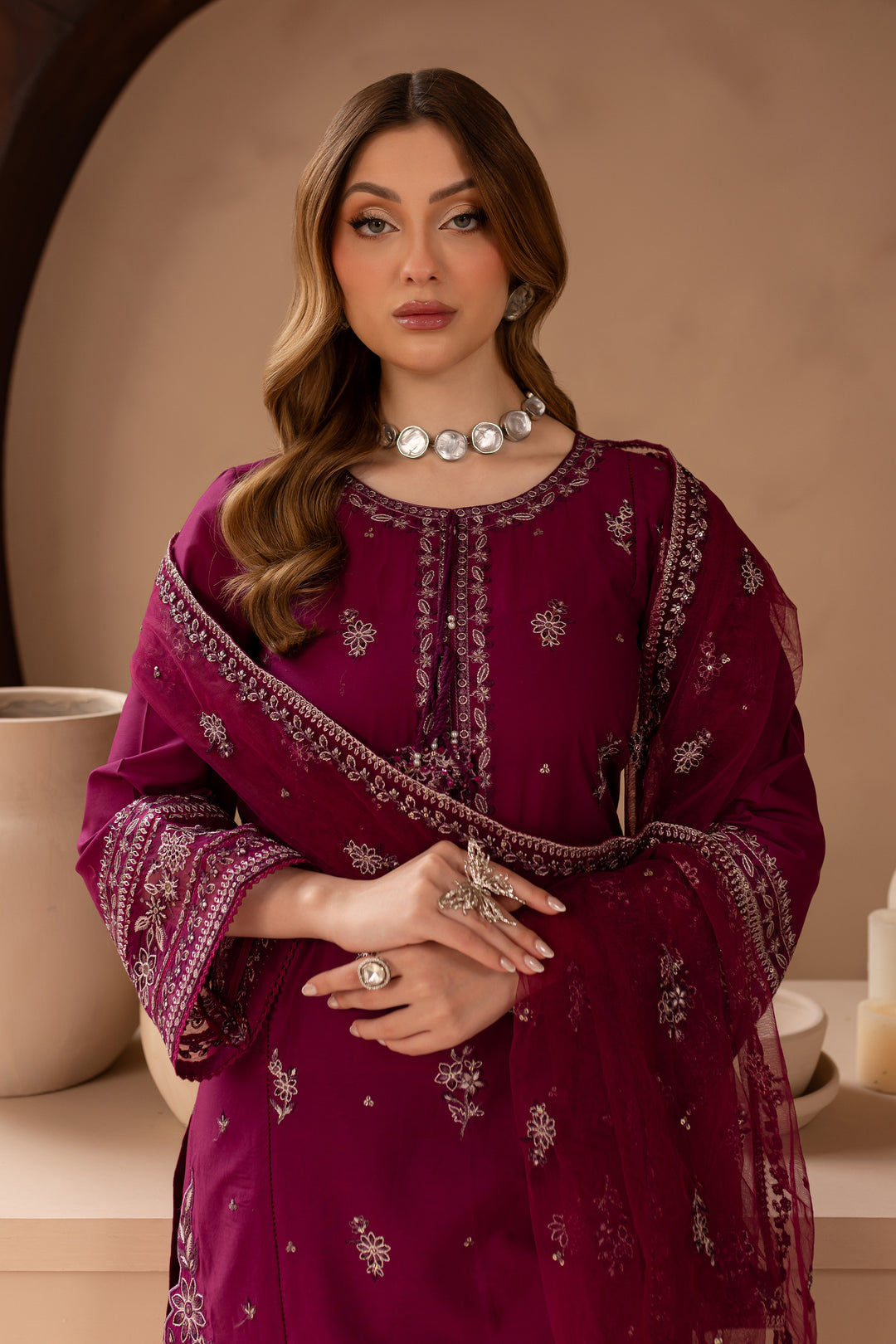 Wester 3Pc - Embroidered Lawn Dress