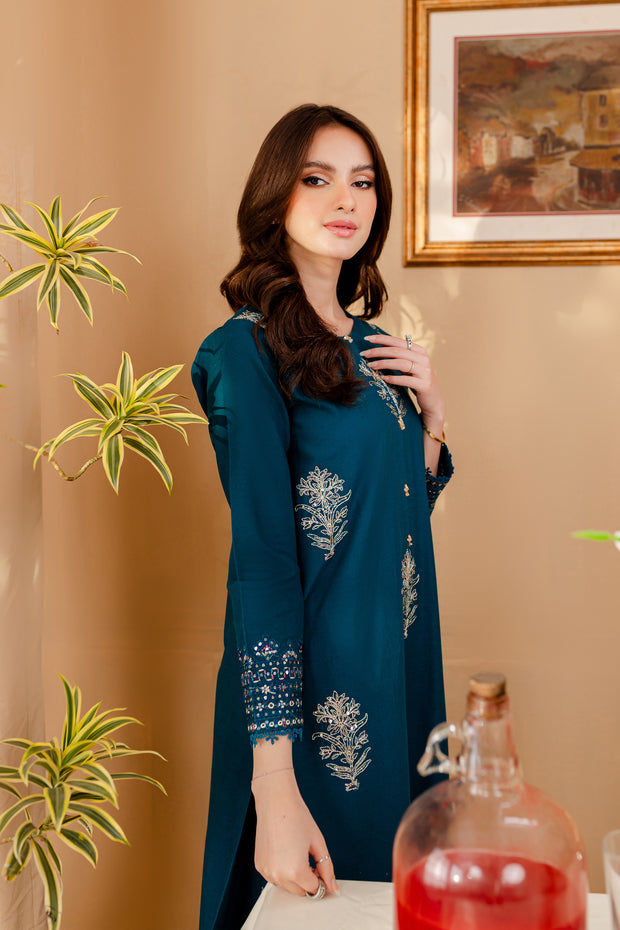 Melvin 2Pc - Embroidered Khaddar Dress