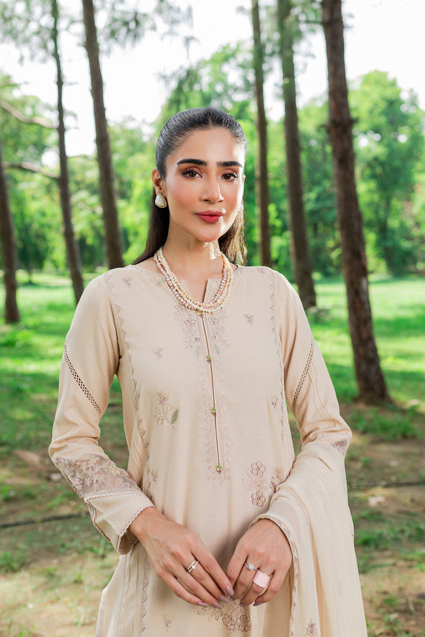 Saige 3Pc - Embroidered Karandi Dress - BATIK