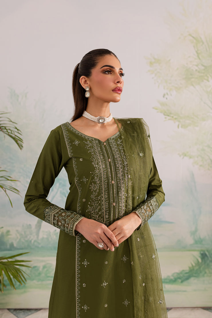 Key Lime 3Pc - Embroidered Lawn Dress - BATIK