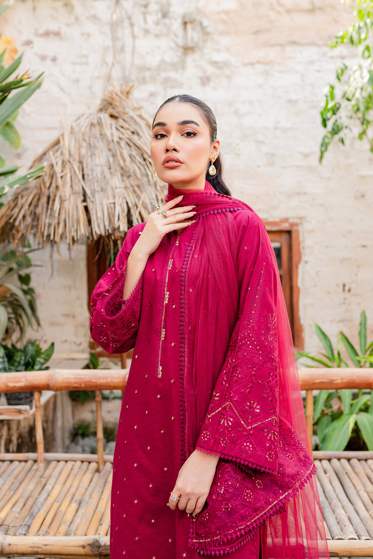 Naira  3Pc - Embroidered Karandi Dress - BATIK
