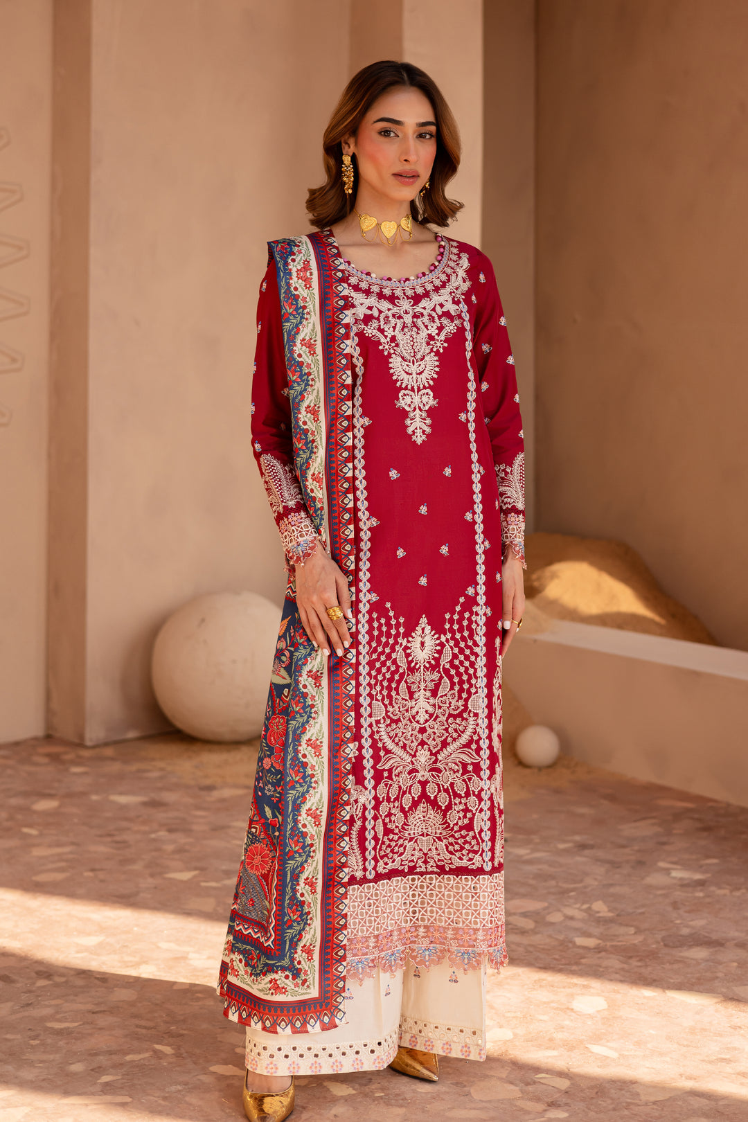 Shreya 3Pc - Embroidered Luxe Pret