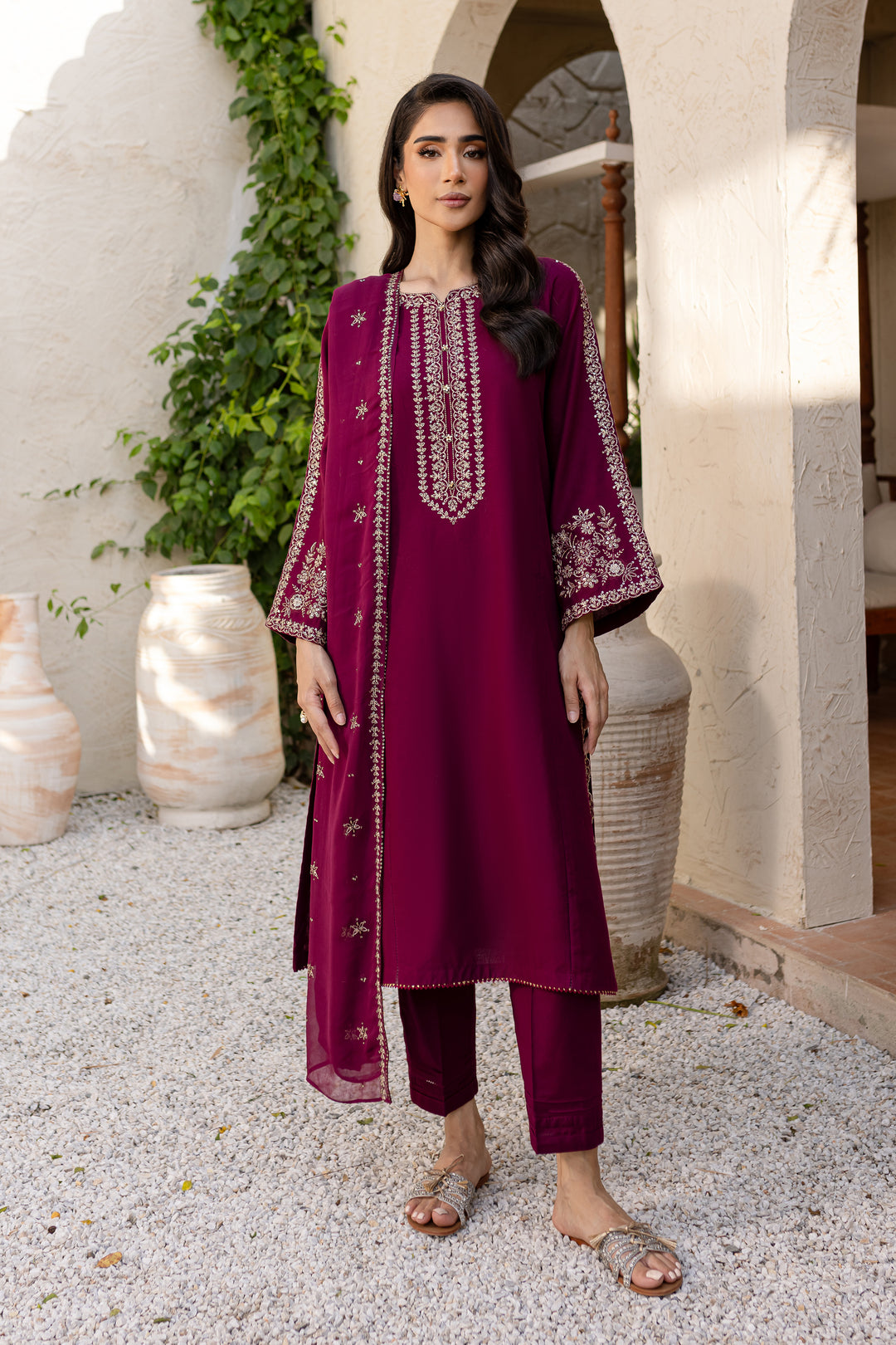 Saaya 3Pc - Embroidered Khaddar Dress - BATIK