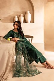 Sage Green 3Pc - Embroidered Lawn Dress - BATIK