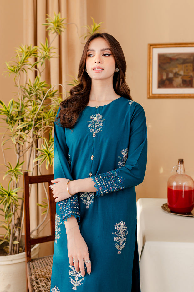 Melvin 2Pc - Embroidered Khaddar Dress