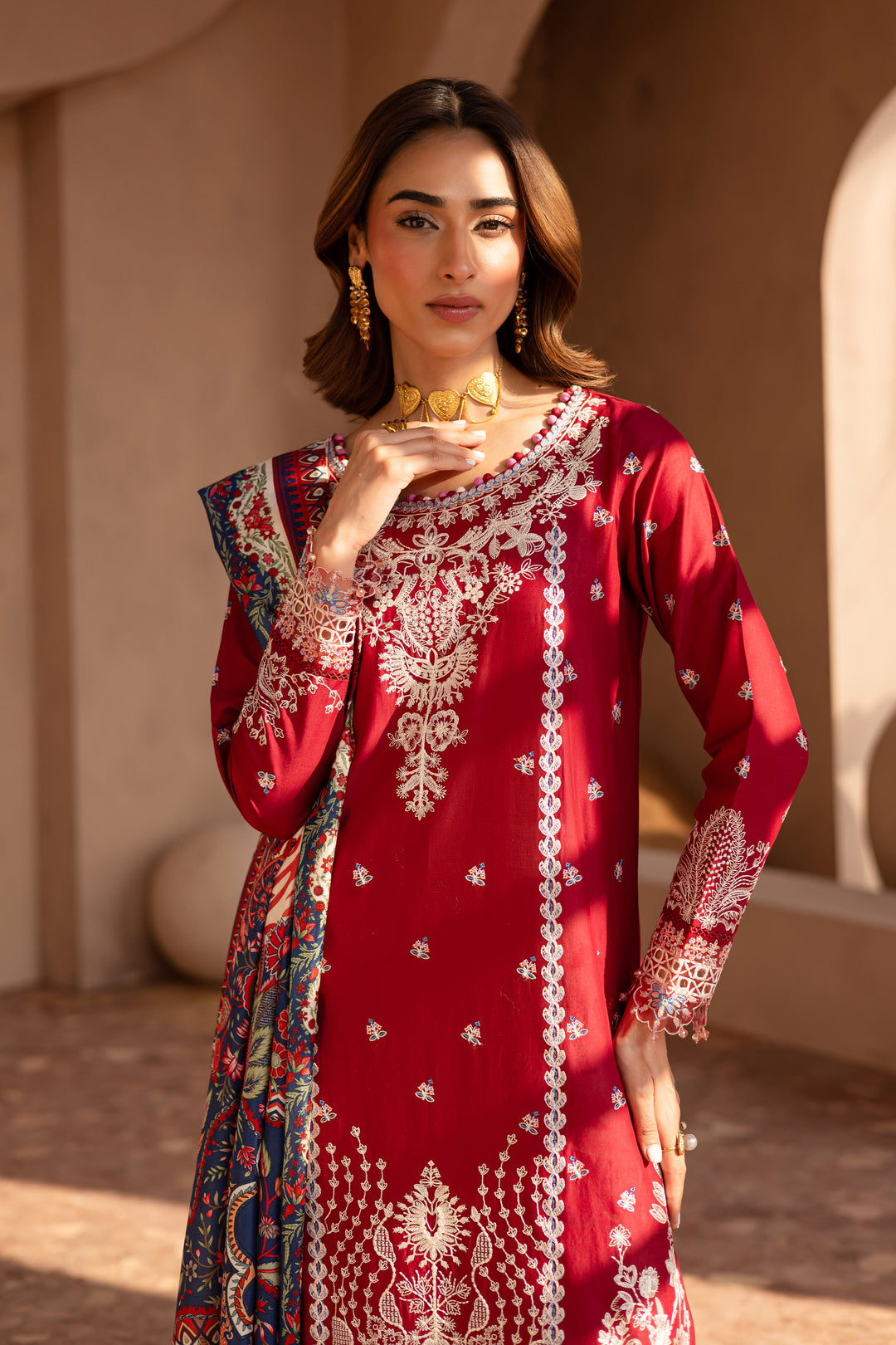 Shreya 3Pc - Embroidered Luxe Pret