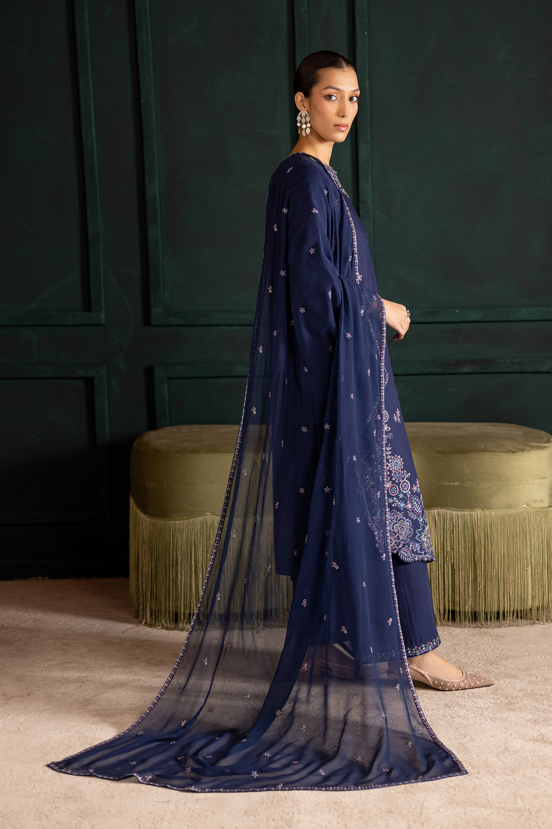 Dusky 3Pc - Embroidered Khaddar Dress