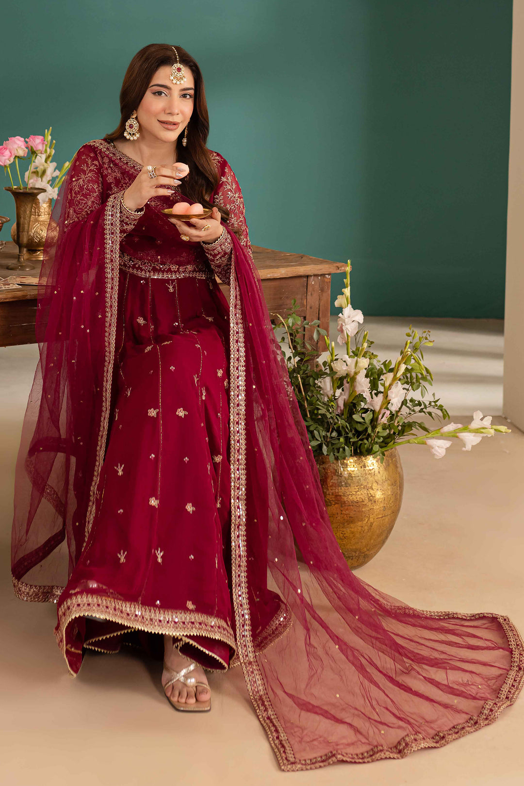 Zauq 3Pc - Embroidered Luxe Pret