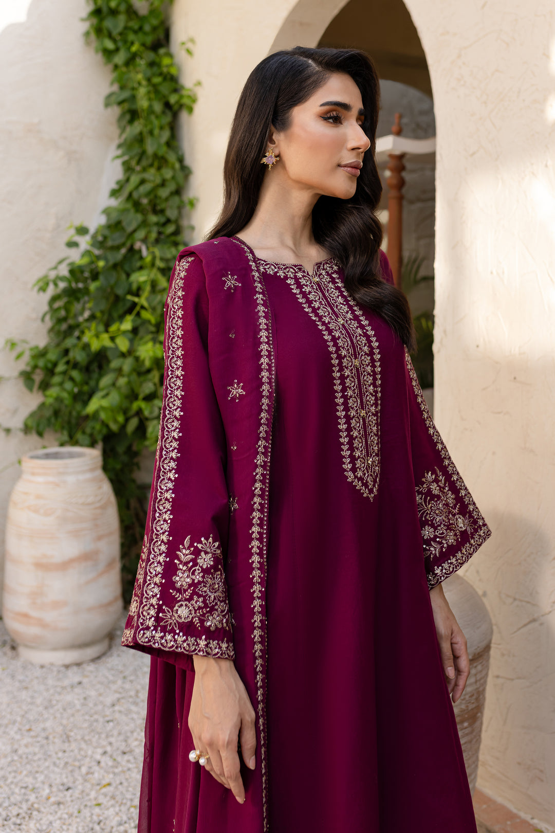 Saaya 3Pc - Embroidered Khaddar Dress - BATIK