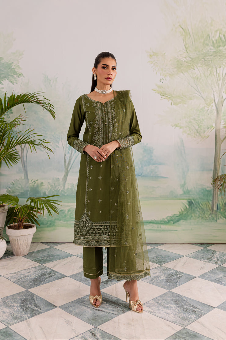 Key Lime 3Pc - Embroidered Lawn Dress - BATIK