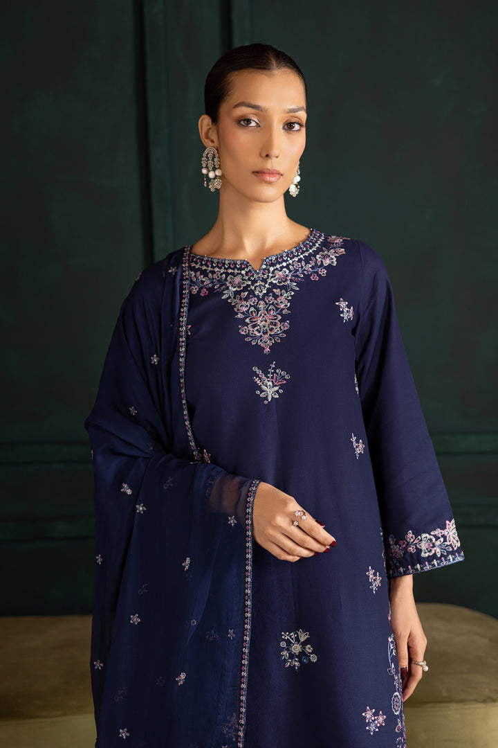 Dusky 3Pc - Embroidered Khaddar Dress
