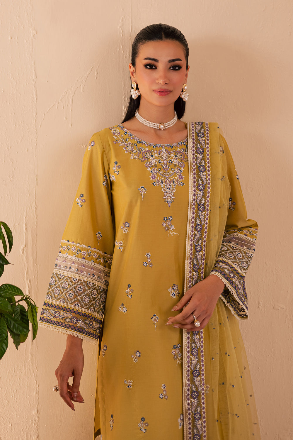 Avaia 3Pc - Embroidered Solid Dress - BATIK