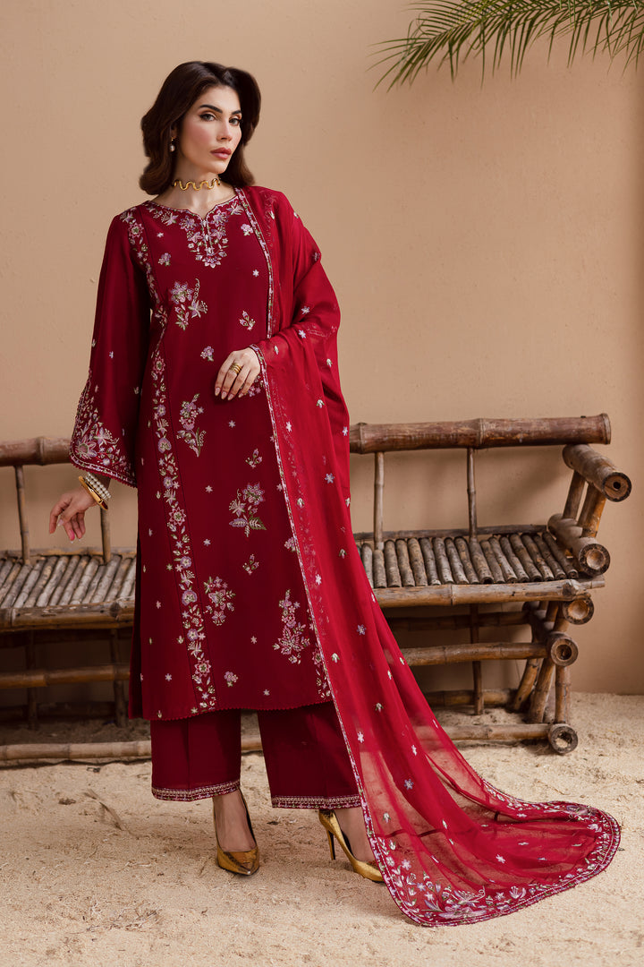 Beet Rush 3Pc - Embroidered Khaddar Dress
