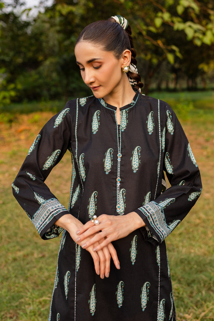 Black Paisley 2Pc - Printed Khaddar Dress - BATIK