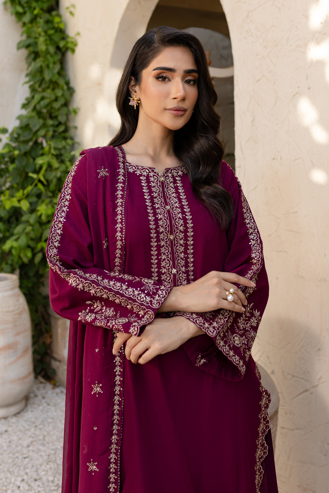 Saaya 3Pc - Embroidered Khaddar Dress - BATIK