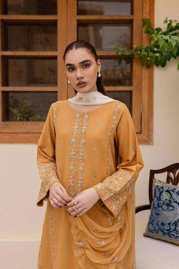 Erika 3Pc - Embroidered Khaddar Dress - BATIK