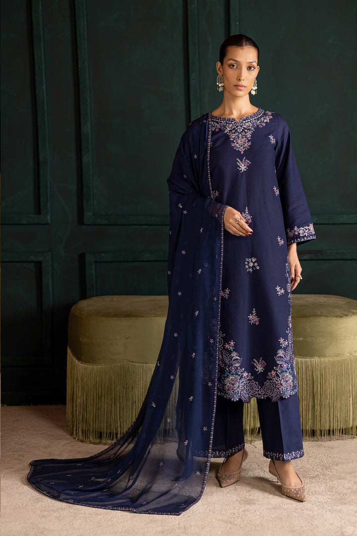 Dusky 3Pc - Embroidered Khaddar Dress