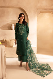 Sage Green 3Pc - Embroidered Lawn Dress - BATIK